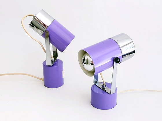 Image 1 of Table Lamps Set Of 2 Space Age Lilac