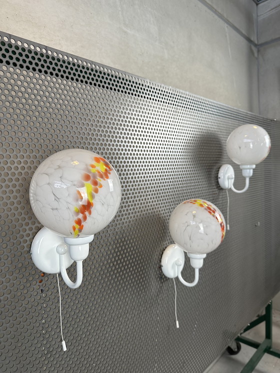 Image 1 of 3x lampade da parete vintage (anni '80) GuRo - vetro