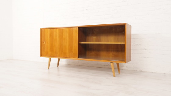 Image 1 of Vintage sideboard | Japandi | Glass sliding door | TV cabinet | 160 cm