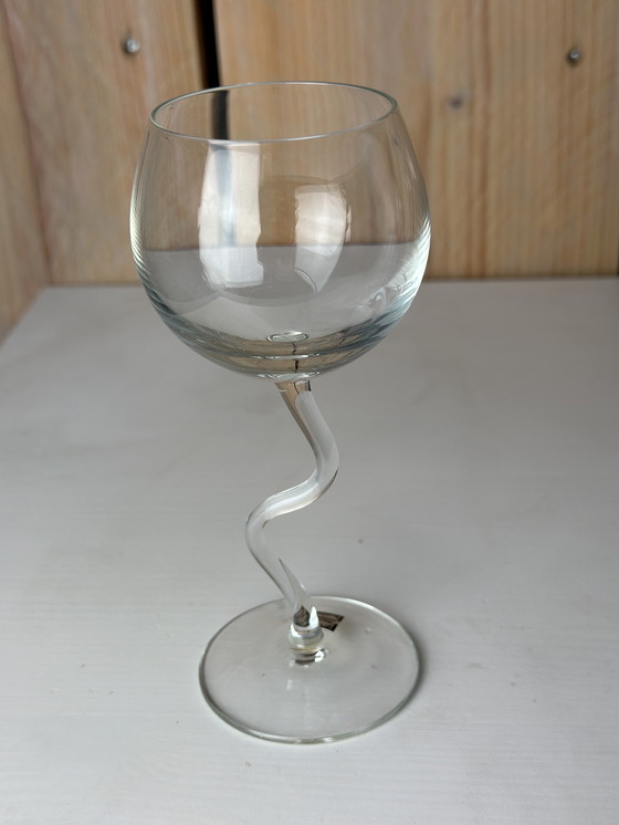 Image 1 of 4 x Mouth-blown glass wine glasses 60s