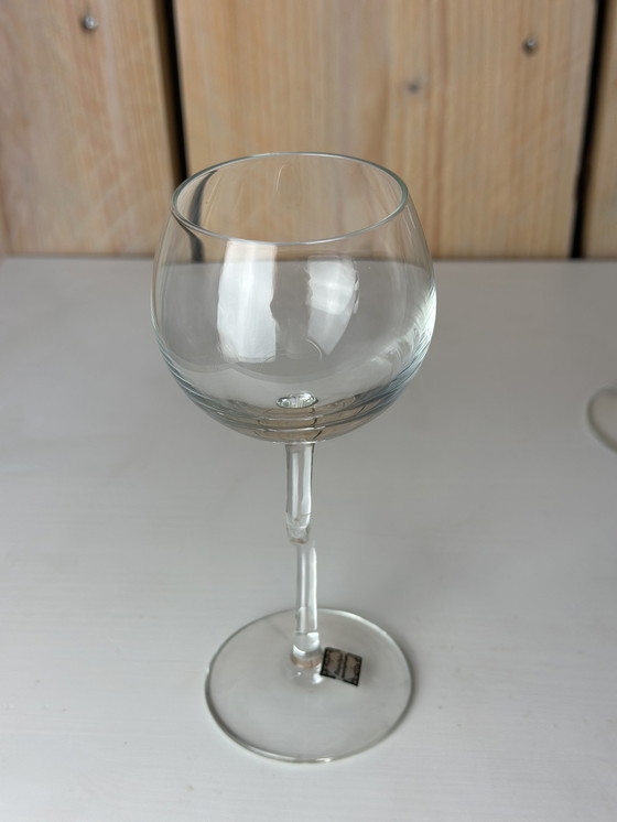 Image 1 of 4 x Mouth-blown glass wine glasses 60s