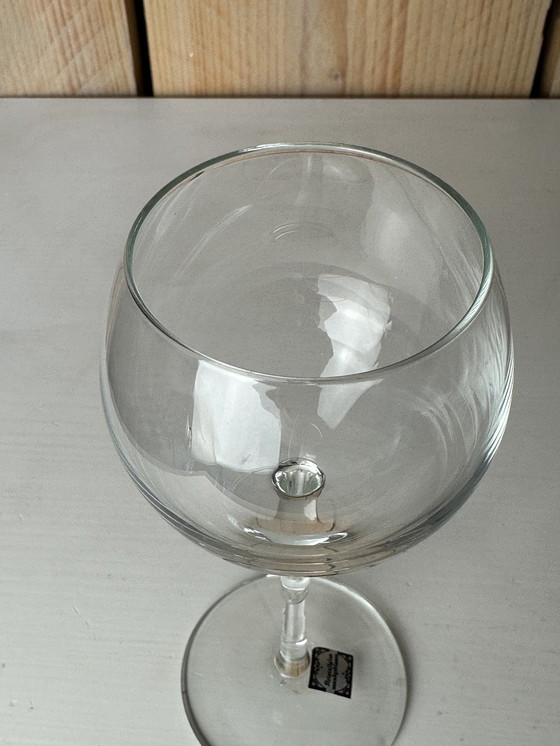 Image 1 of 4 x Mouth-blown glass wine glasses 60s