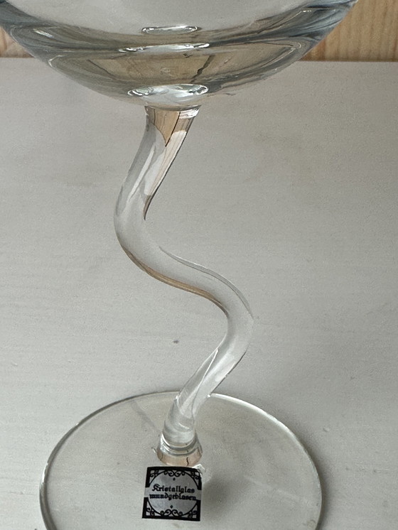 Image 1 of 4 x Mouth-blown glass wine glasses 60s