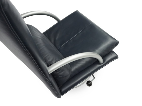 Image 1 of Rolf Benz Bmp 418 Torino armchair & stool | leather dark blue