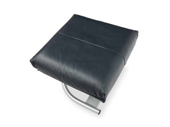 Image 1 of Rolf Benz Bmp 418 Torino armchair & stool | leather dark blue