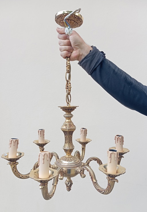 Bronze chandelier 6 arms Louis Xv style