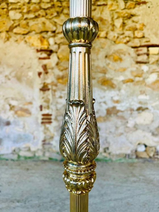 Image 1 of Lampada da terra vintage con decori in ottone dorato, anni '60