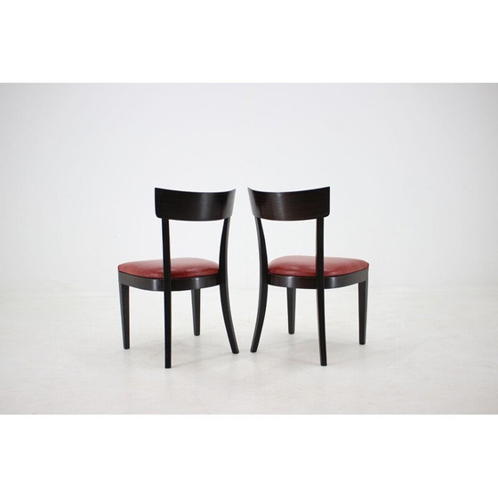 Image 1 of Set of 4 vintage red leather dining chairs for Up, Czechoslovakia 1950s