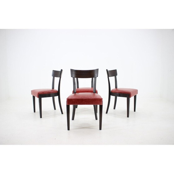 Image 1 of Set of 4 vintage red leather dining chairs for Up, Czechoslovakia 1950s