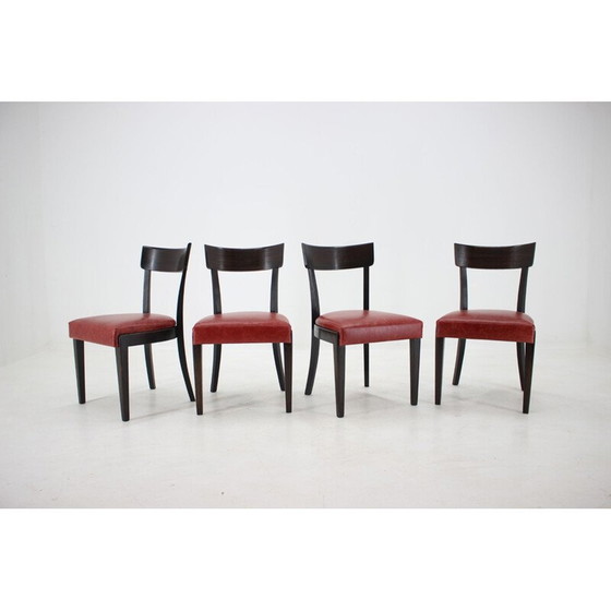 Image 1 of Set of 4 vintage red leather dining chairs for Up, Czechoslovakia 1950s