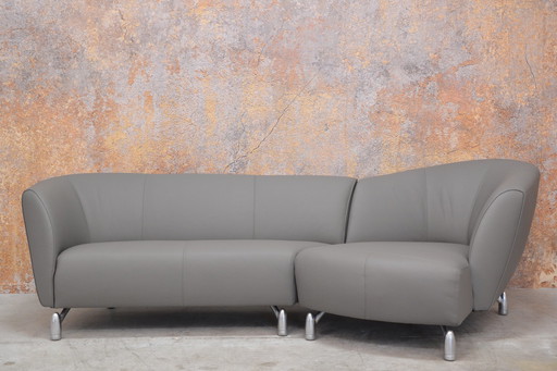 Refurbished Leather Leolux Pupilla Design Corner Sofa