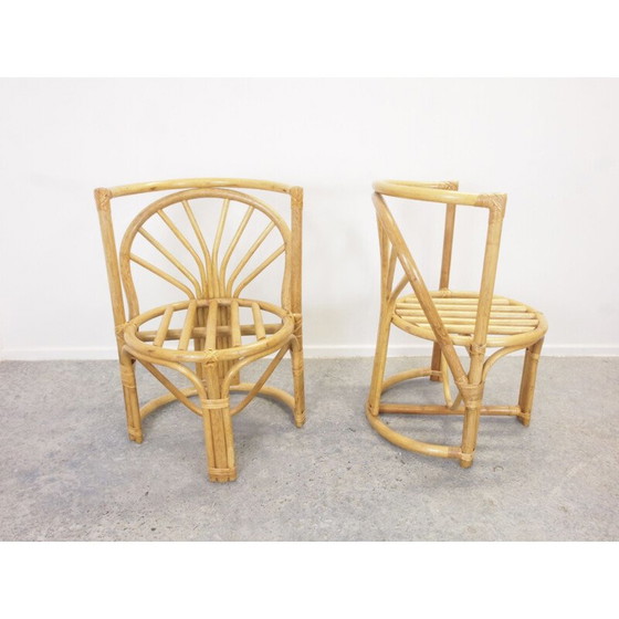 Image 1 of Vintage boho rattan small dining set 1970