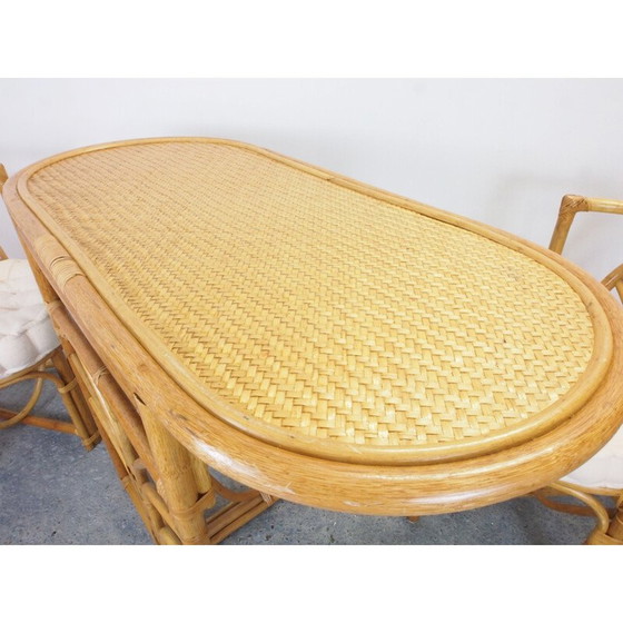Image 1 of Vintage boho rattan small dining set 1970