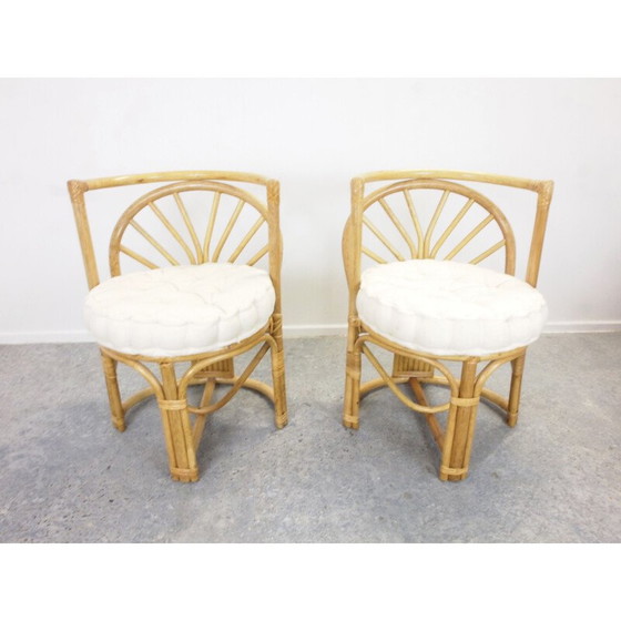 Image 1 of Vintage boho rattan small dining set 1970