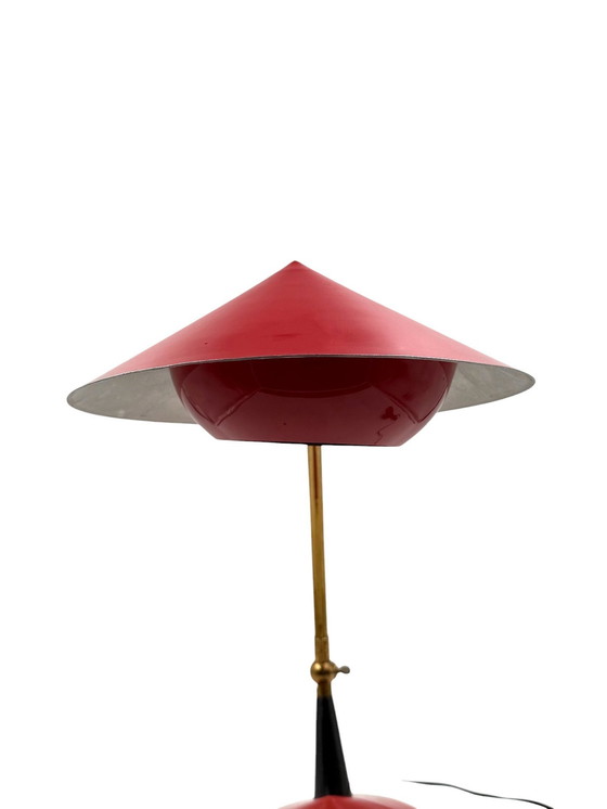 Image 1 of Mid-Century Red Desk Lamp, Stilux Milan Italy 1960 ca.