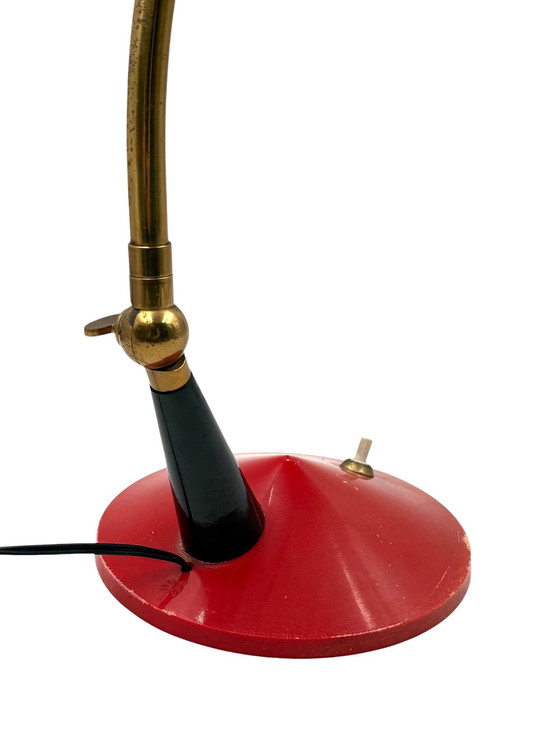 Image 1 of Mid-Century Red Desk Lamp, Stilux Milan Italy 1960 ca.