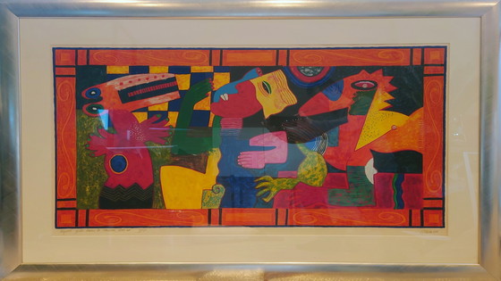 Image 1 of Clemens Briels - Framed silkscreen "ALGUNOS GENTES HACEN LA COMÉDIA, OTROS NO"