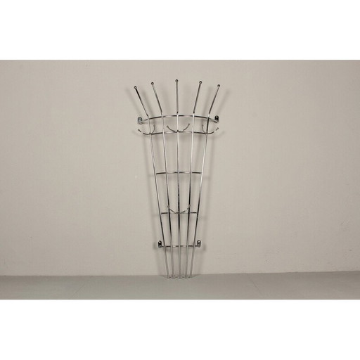Vintage nickel-plated steel coat rack, 1980