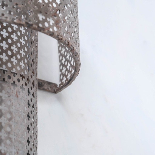 Pair of vintage perforated metal wall lamps, France 1970s