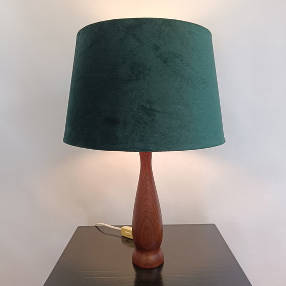 Image 1 of Mid - Century Teak wooden table lamp