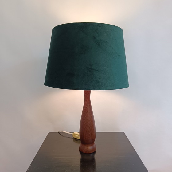 Image 1 of Mid - Century Teak wooden table lamp