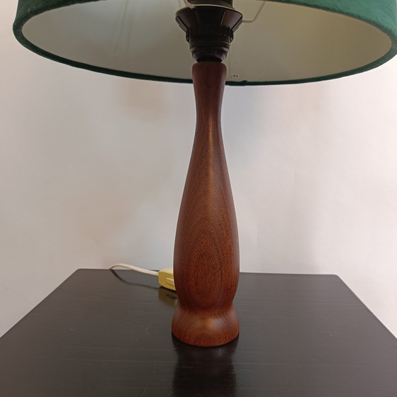 Image 1 of Mid - Century Teak wooden table lamp