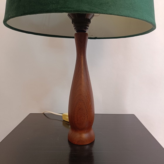 Image 1 of Mid - Century Teak wooden table lamp