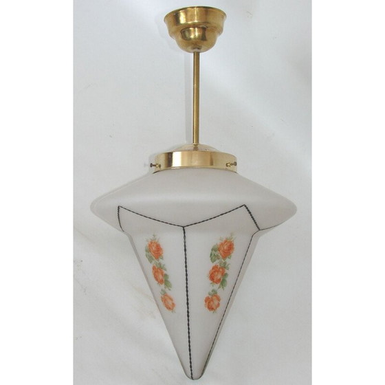 Image 1 of Vintage Art Deco brass hanging lamp, 1920
