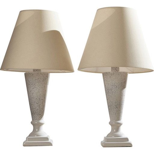 Coppia di lampade da tavolo vintage in ceramica, 1970