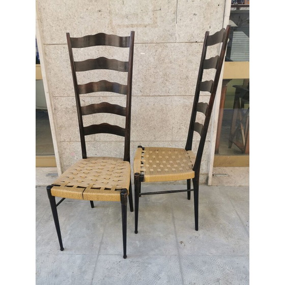 Image 1 of Coppia di sedie vintage in faggio e corda