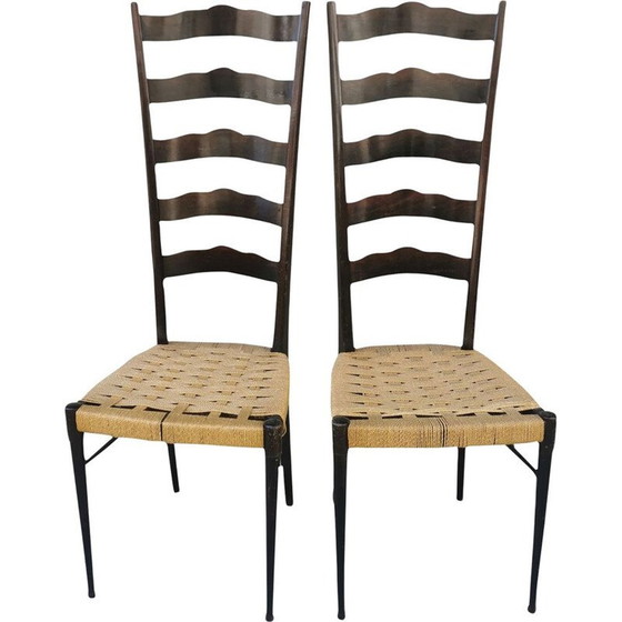 Image 1 of Coppia di sedie vintage in faggio e corda