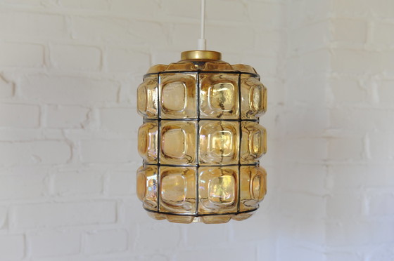 Image 1 of Amber faceted glass pendant lamp