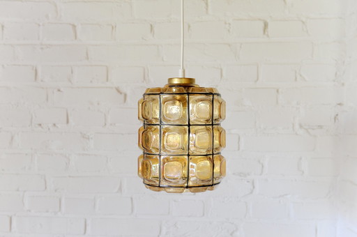 Amber faceted glass pendant lamp