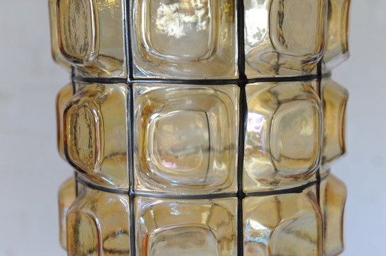 Image 1 of Amber faceted glass pendant lamp