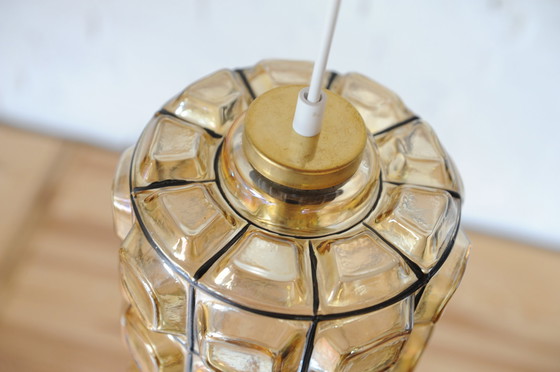 Image 1 of Amber faceted glass pendant lamp