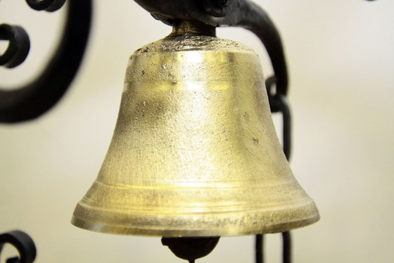 Image 1 of Lámpara de pie Butler campana de hierro latón regulable única retro antigua