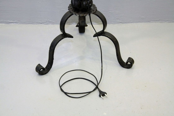 Image 1 of Lámpara de pie Butler campana de hierro latón regulable única retro antigua