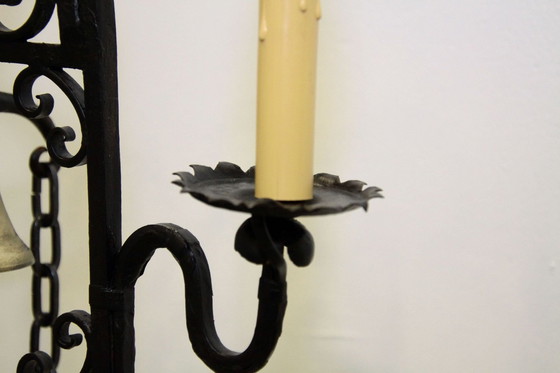 Image 1 of Lámpara de pie Butler campana de hierro latón regulable única retro antigua