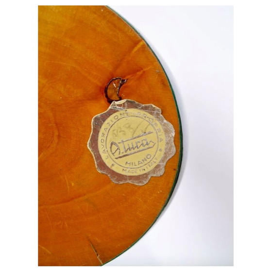 Image 1 of Green vintage lamp in wood and brass by Aldo Tura, 1960