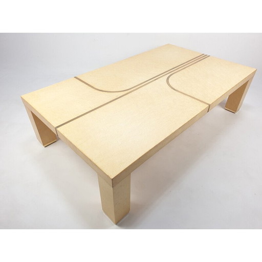 Vintage brass and lacquered coffee table by Alain Delon for Jansen, 1970