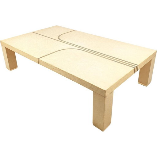 Vintage brass and lacquered coffee table by Alain Delon for Jansen, 1970