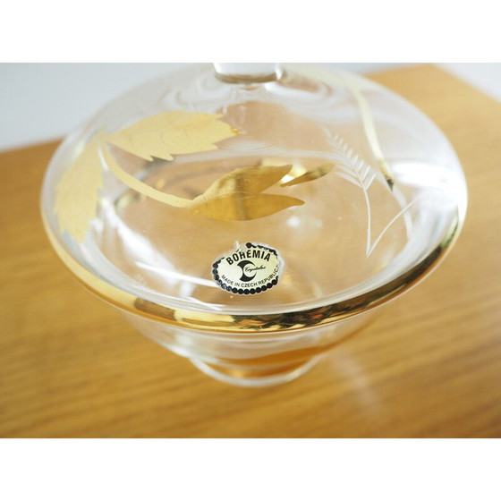 Image 1 of Zuccheriera in vetro vintage di Bohemia Crystal, Cecoslovacchia, 1950