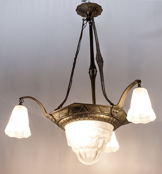 Image 1 of Degué" Art Deco chandelier