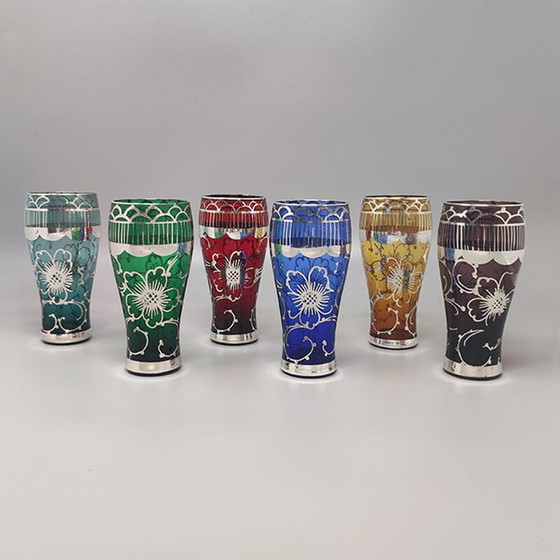 Image 1 of  Load image into Gallery viewer, 1960s Gorgeous Cocktail Shaker Set with Six Glasses. Made in Italy Madinteriorart by Maden Load