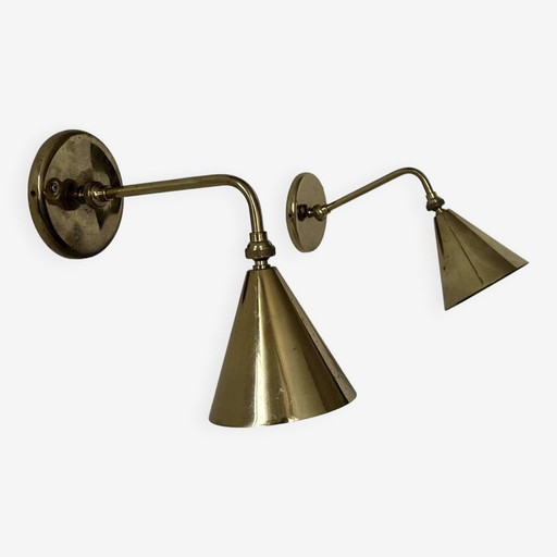 2X Adjustable Brass Wall Lights - France 1970