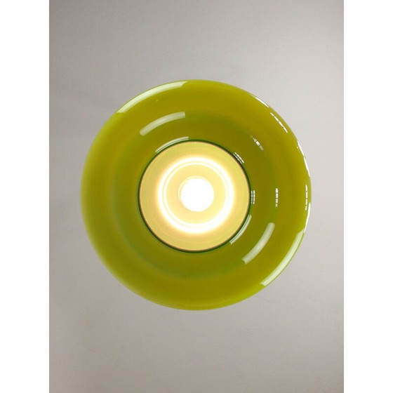 Image 1 of Vintage pendant lamp in green glass and brass, Italy