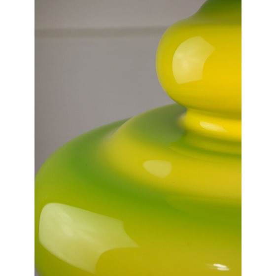 Image 1 of Vintage pendant lamp in green glass and brass, Italy