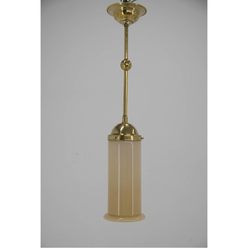 Art Deco vintage brass and glass pendant lamp, 1930s