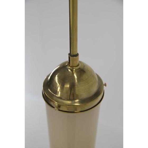 Image 1 of Art Deco vintage brass and glass pendant lamp, 1930s