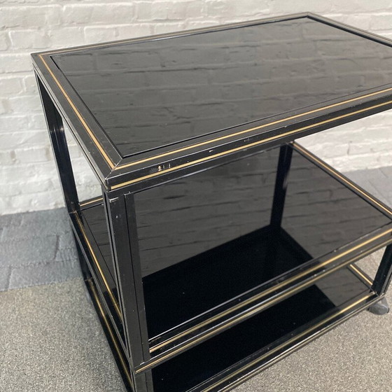 Image 1 of Vintage black aluminum table on castors by Pierre Vandel